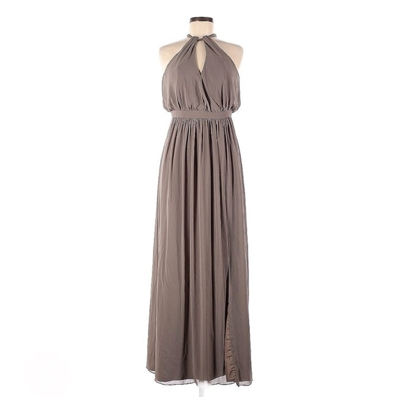WATTERS Fleurette Padded Halter Style Sleeveless Gown, Women’s 6, Stone Gray - Picture 1 of 7